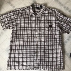 Dickies Brown Plaid Cotton blend Buttondown XL 46 48 Short Sleeve